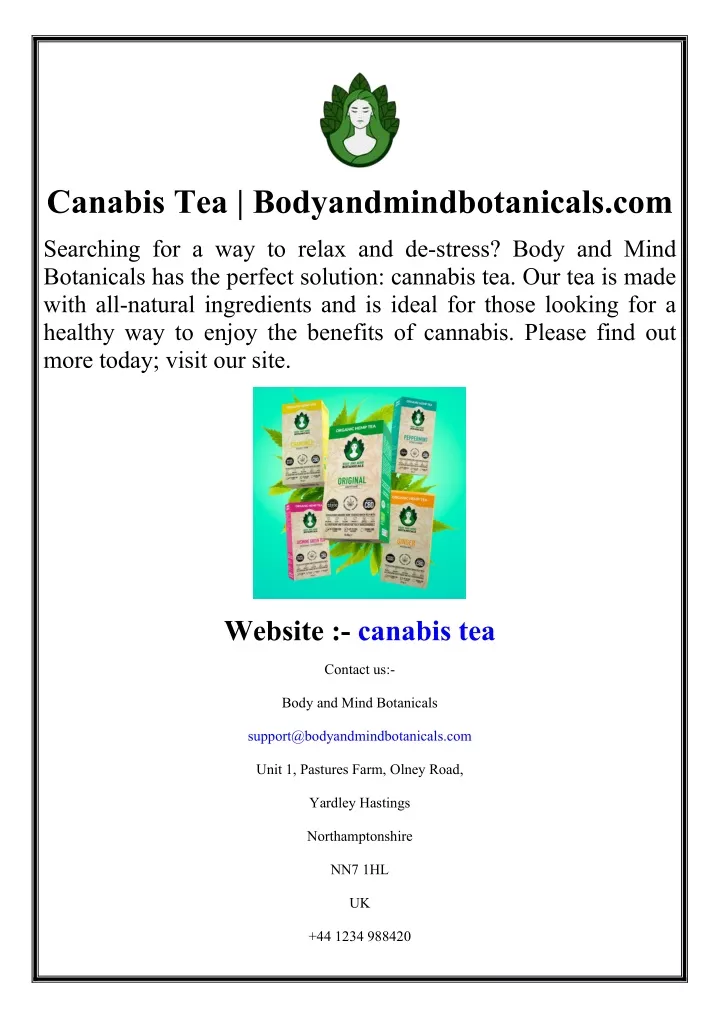 canabis tea bodyandmindbotanicals com
