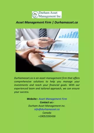 Asset Management Firm  Durhamasset.ca
