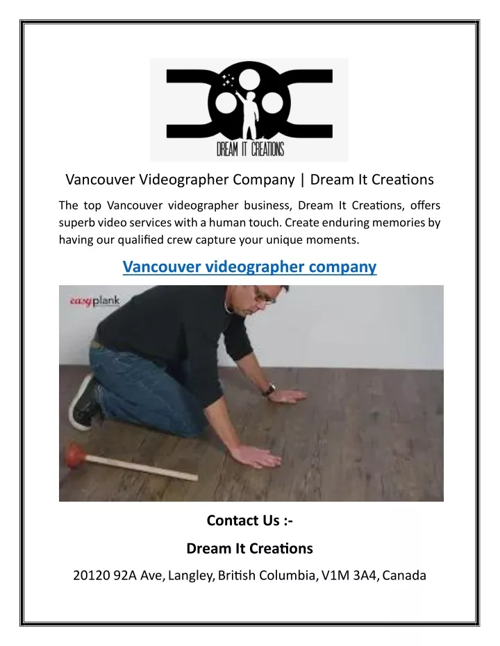 vancouver videographer company dream it creations