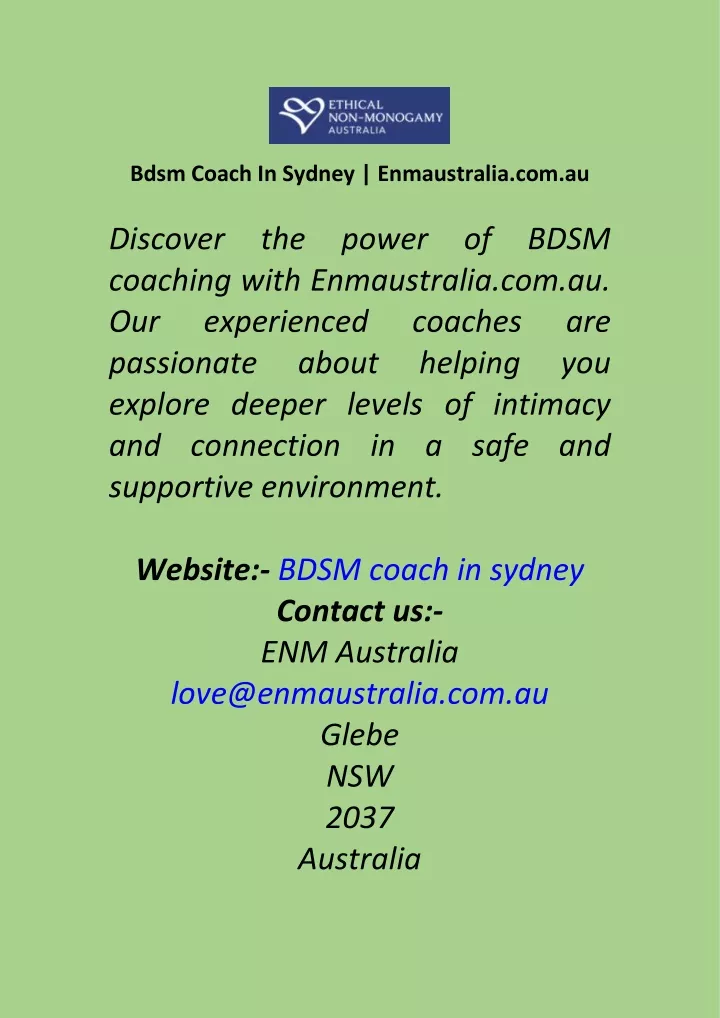 bdsm coach in sydney enmaustralia com au