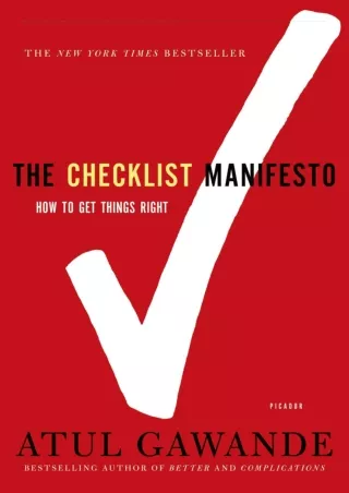 [PDF READ ONLINE] PDF/READ/DOWNLOAD  The Checklist Manifesto: How to Get Things