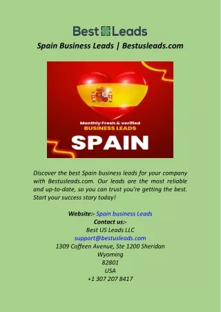 Spain Business Leads  Bestusleads.com