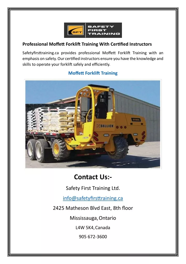 professional moffett forklift training with