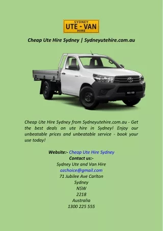 Cheap Ute Hire Sydney  Sydneyutehire.com.au