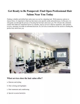 Get Ready to Be Pampered Find Open Professional Hair Salons Near You Today