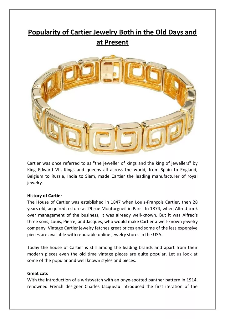 popularity of cartier jewelry both