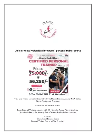 Online Fitness Professional Programs