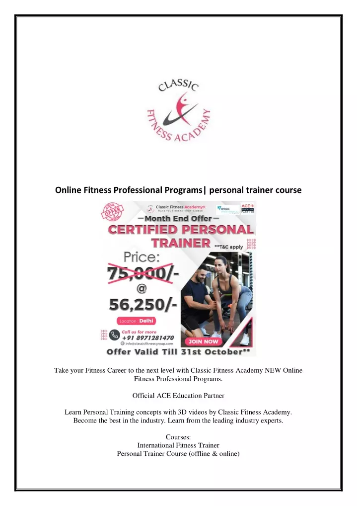online fitness professional programs personal