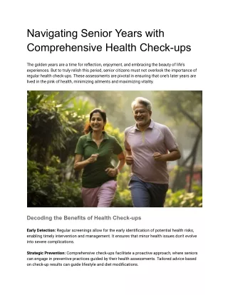 Navigating Senior Years with Comprehensive Health Check-ups