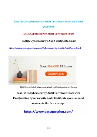 pass isaca cybersecurity audit certificate exam