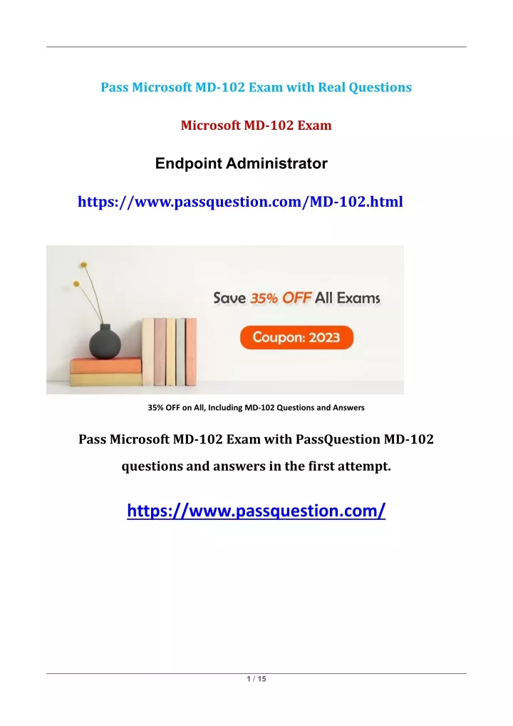 pass microsoft md 102 exam with real questions