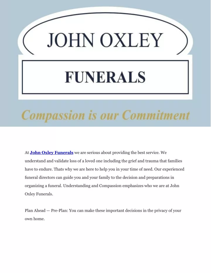 at john oxley funerals we are serious about