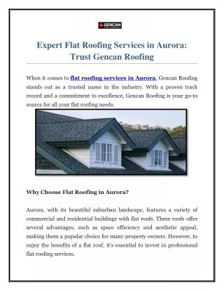 Expert Flat Roofing Services in Aurora