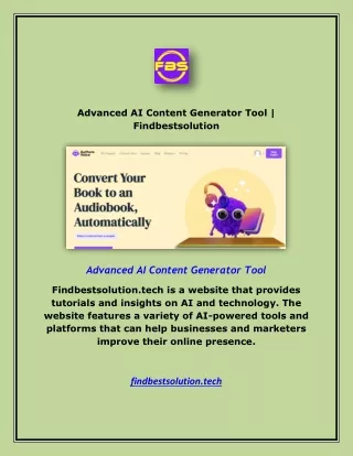 Advanced AI Content Generator Tool | Findbestsolution