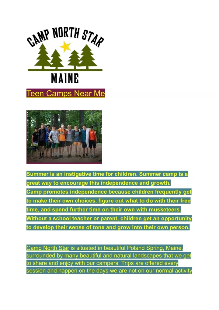 teen camps near me