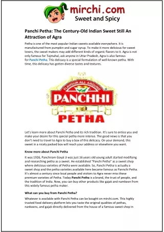 Panchi Petha: The Century-Old Indian Sweet Still An Attraction of Agra
