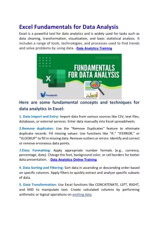 excel fundamentals for data analysis excel
