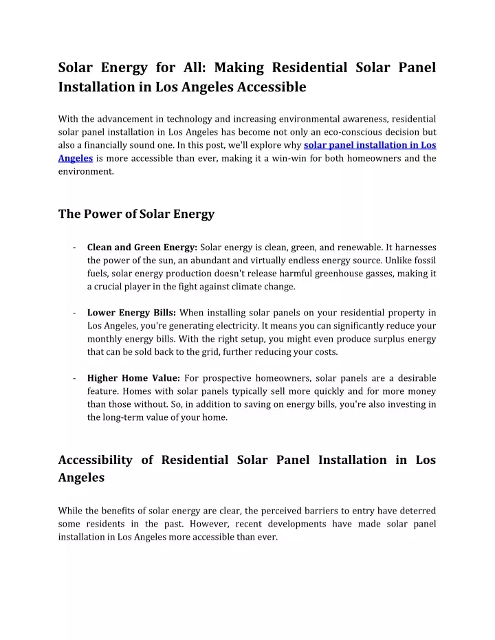 solar energy for all making residential solar