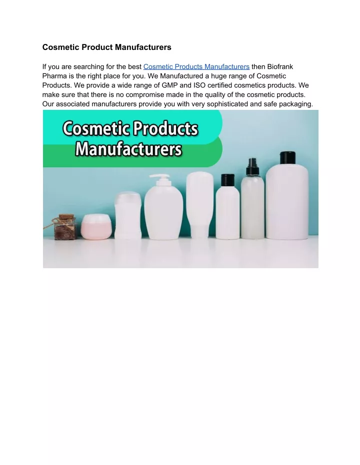 cosmetic product manufacturers