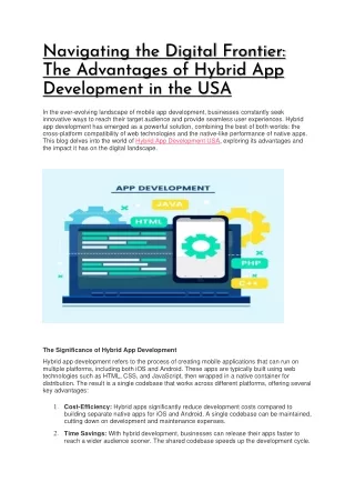 Elevate Your Business with Hybrid App Development in the USA