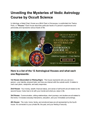 Unveiling the Mysteries of Vedic Astrology Course by Occult Science