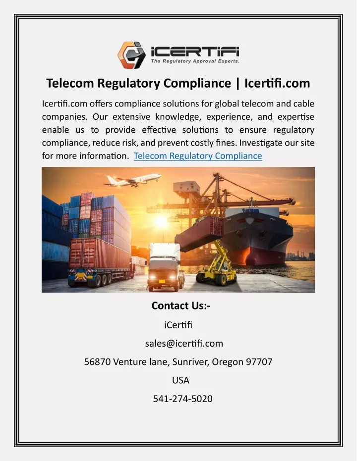 telecom regulatory compliance icertifi com