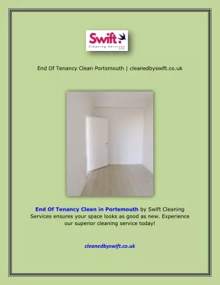 End Of Tenancy Clean Portsmouth | cleanedbyswift.co.uk