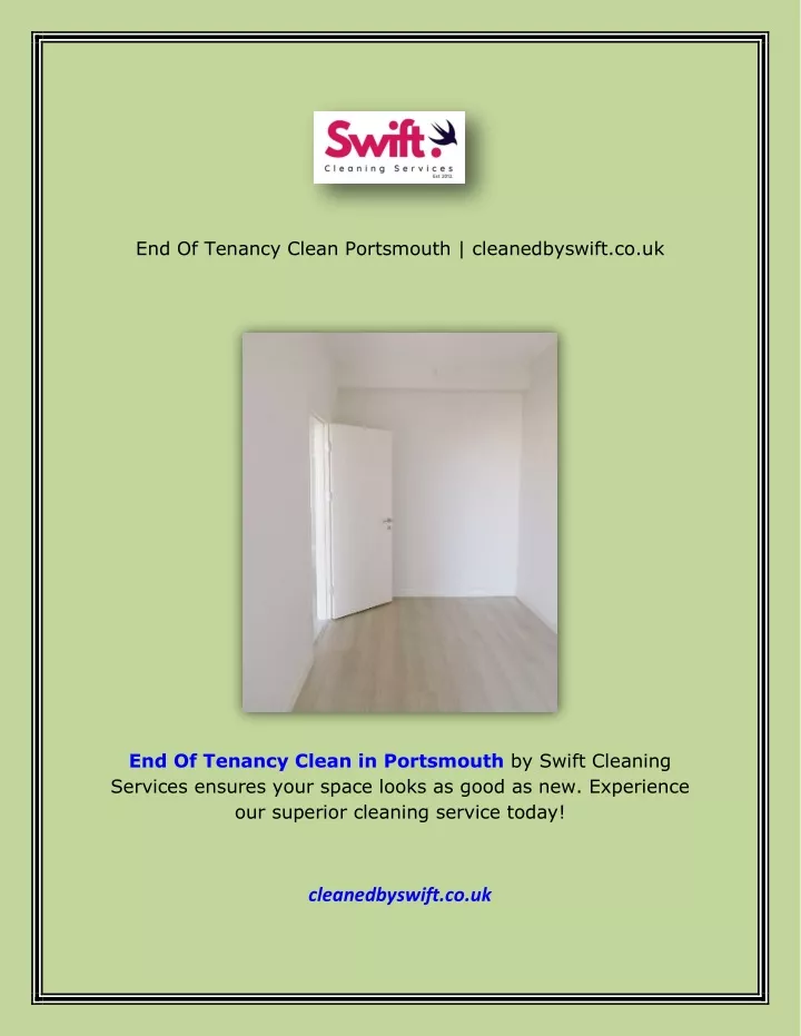 end of tenancy clean portsmouth cleanedbyswift