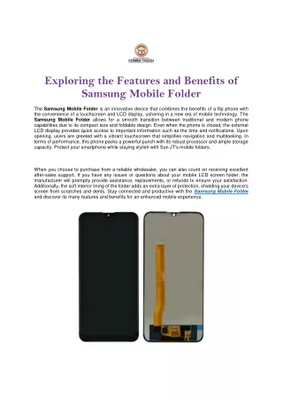 Exploring the Features and Benefits of Samsung Mobile Folder