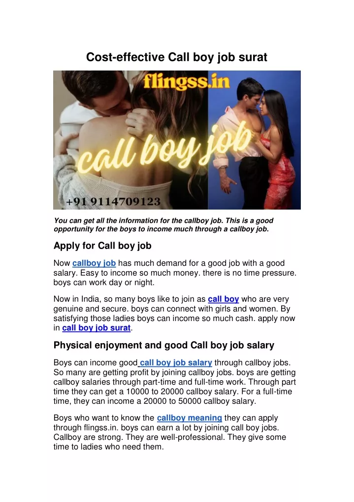 cost effective call boy job surat