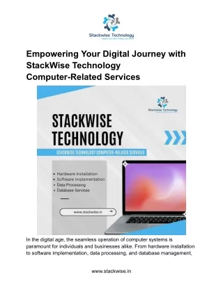 Empowering Your Digital Journey with StackWise Technology Computer-Related Services