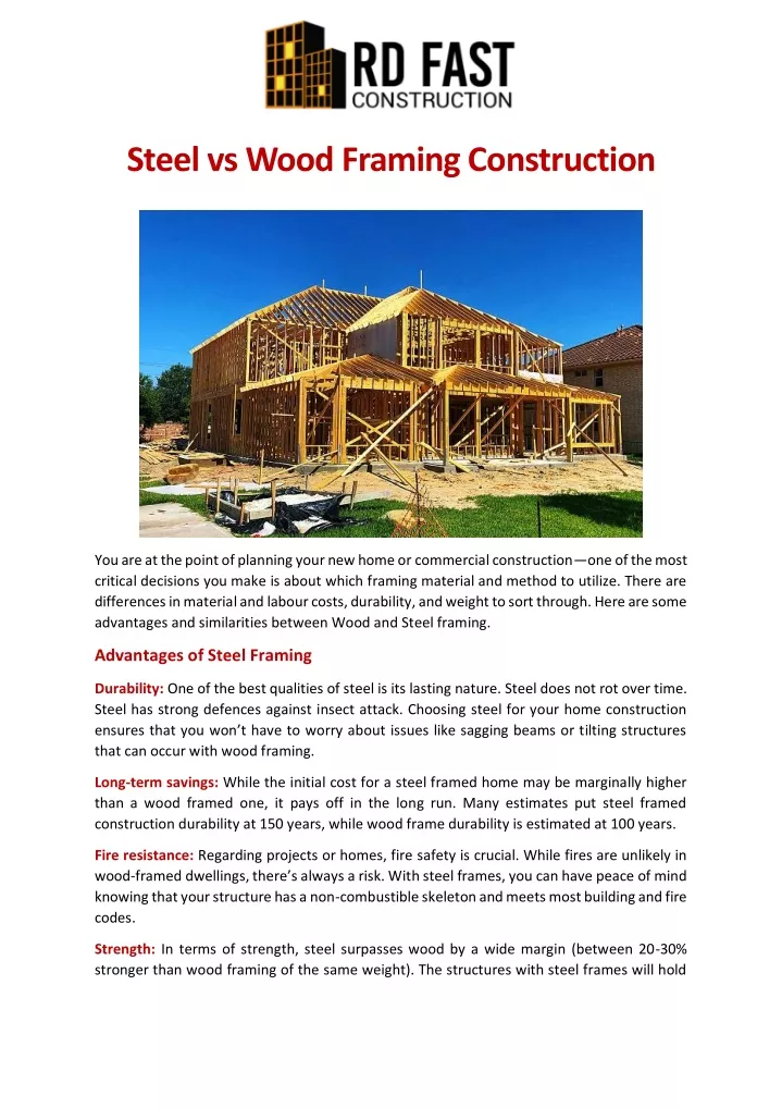 steel vs wood framing construction