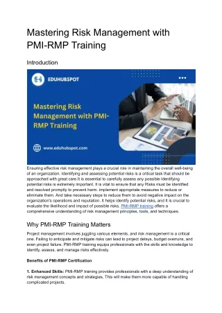 mastering risk management with pmi rmp training