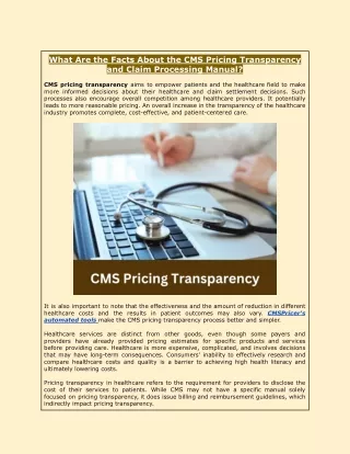 What Are the Facts About the CMS Pricing Transparency & Claim Processing Manual