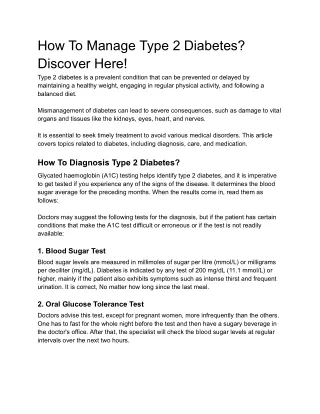 How To Manage Type 2 Diabetes_ Discover Here!