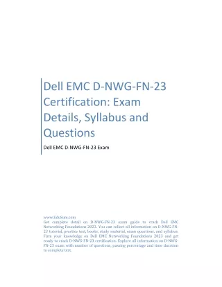 Dell EMC D-NWG-FN-23 Certification: Exam Details, Syllabus and Questions
