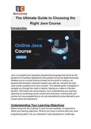 The Ultimate Guide to Choosing the Right Java Course