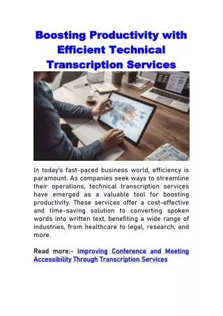 Boosting Productivity with Efficient Technical Transcription Services