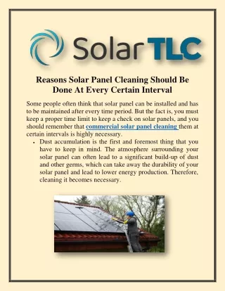 Reasons Solar Panel Cleaning Should Be Done At Every Certain Interval