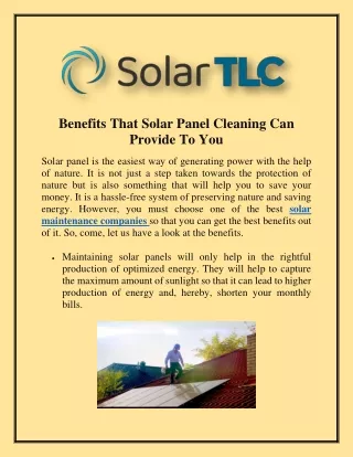 Benefits That Solar Panel Cleaning Can Provide To You