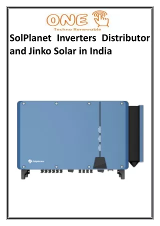 SolPlanet Inverters Distributor and Jinko Solar in India