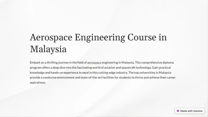 aerospace engineering course in malaysia