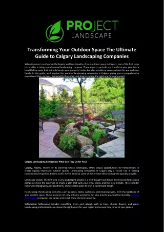 Transforming Your Outdoor Space The Ultimate Guide to Calgary Landscaping Companies