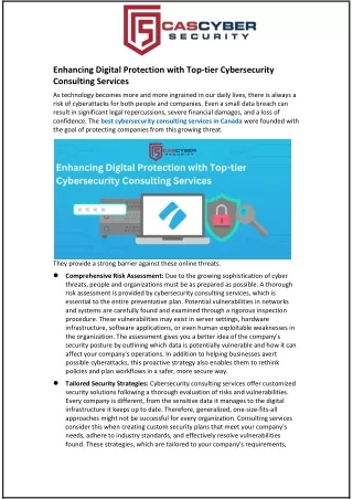 Enhancing Digital Protection with Top-tier Cybersecurity Consulting Services