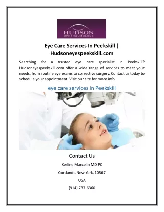 Eye Care Services In Peekskill | Hudsoneyespeekskill.com