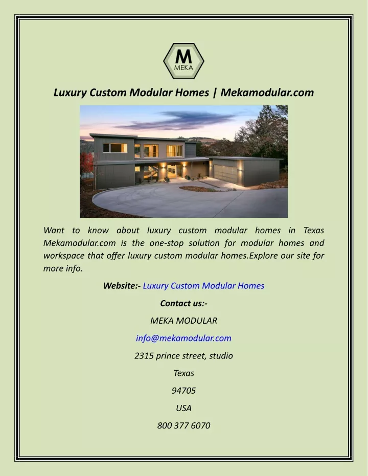 luxury custom modular homes mekamodular com