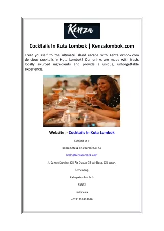 Cocktails In Kuta Lombok  Kenzalombok.com