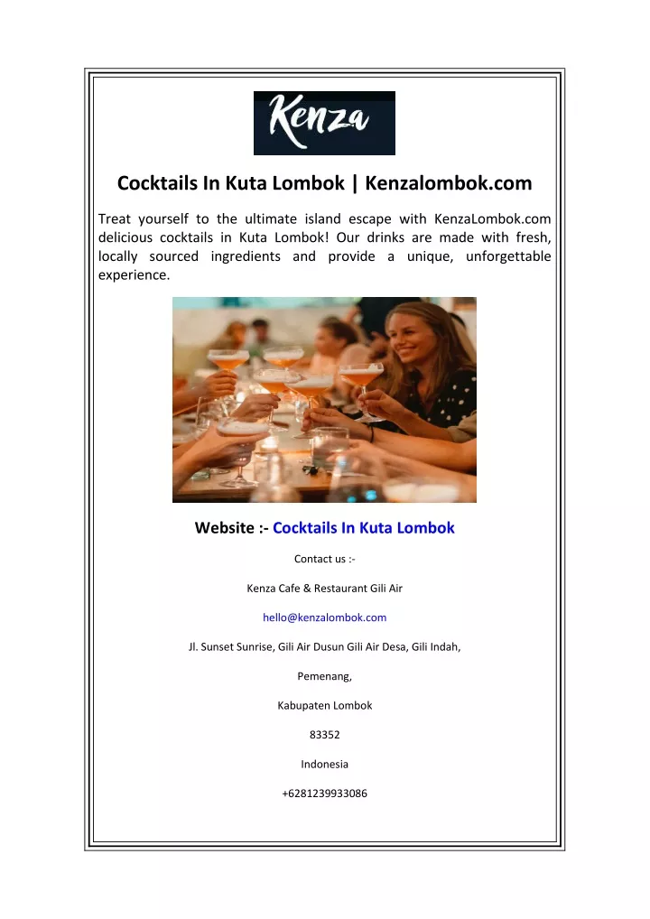 cocktails in kuta lombok kenzalombok com