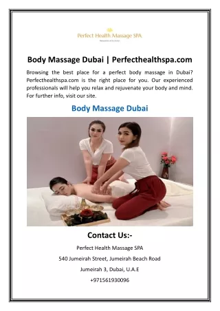Body Massage Dubai
