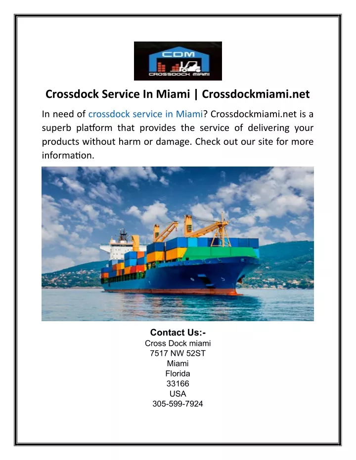 crossdock service in miami crossdockmiami net